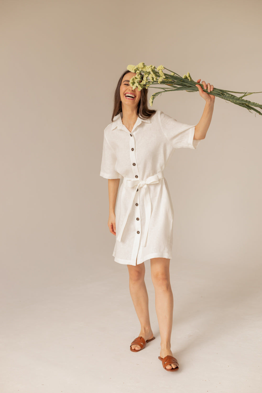Soleil Linen Dress - Ecru