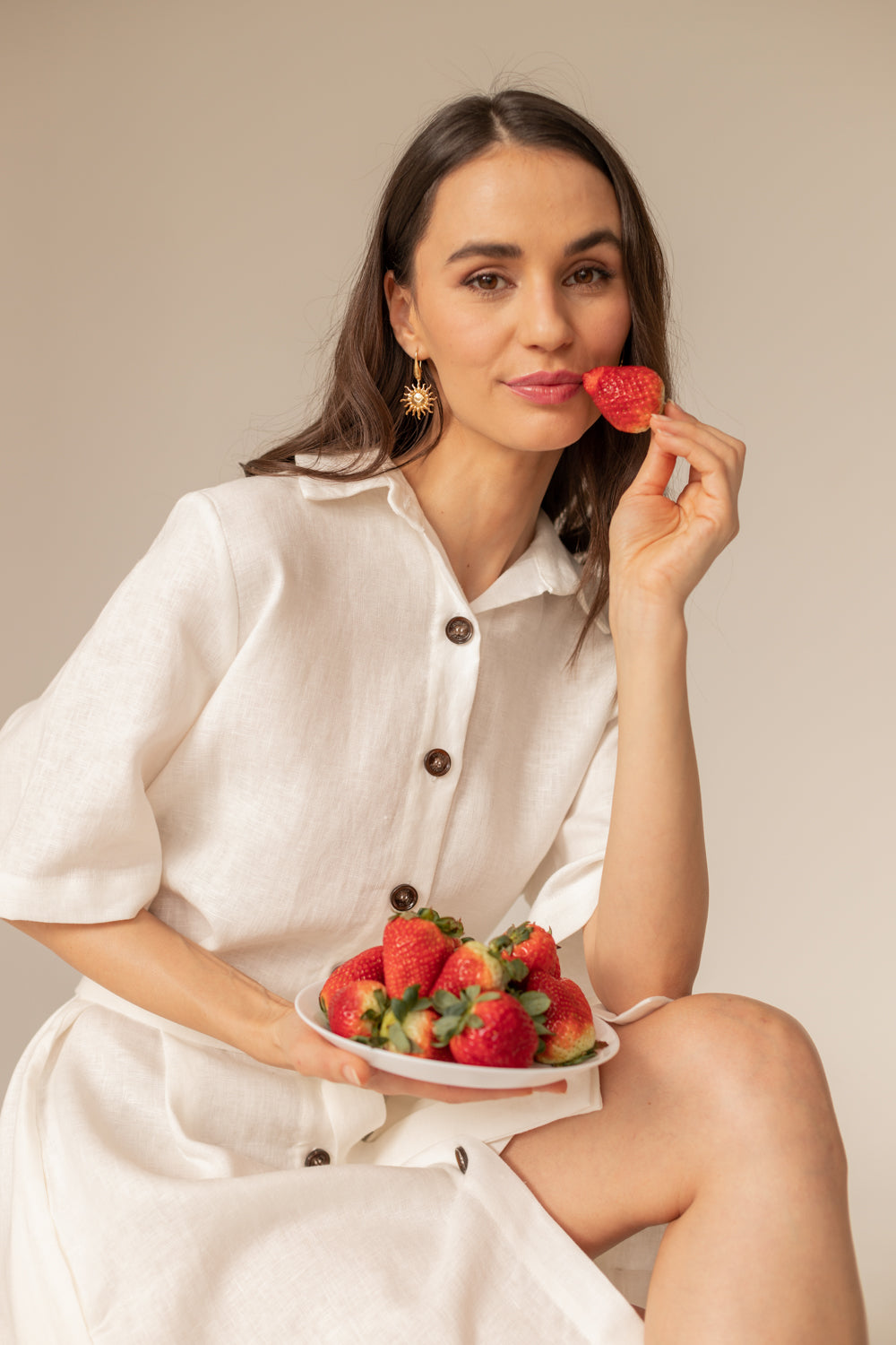 Soleil Linen Dress - Ecru