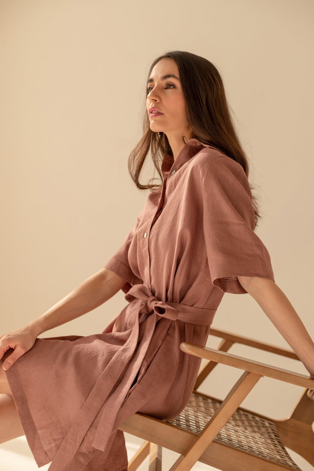 Soleil Linen Dress - Mocha Coffee