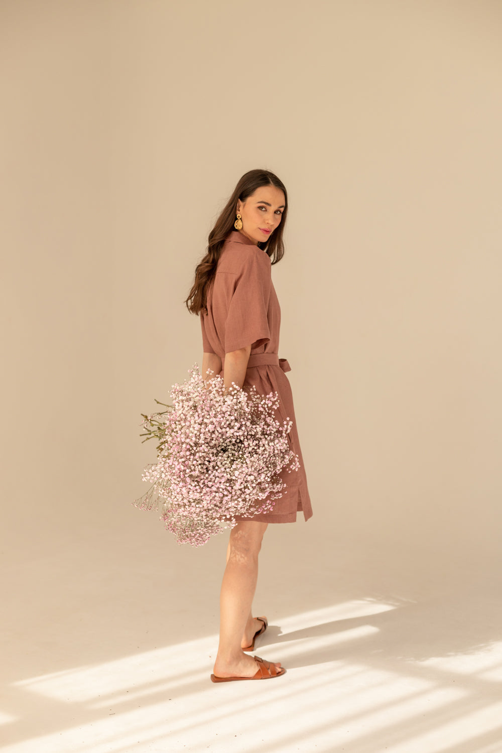 Soleil Linen Dress - Mocha Coffee