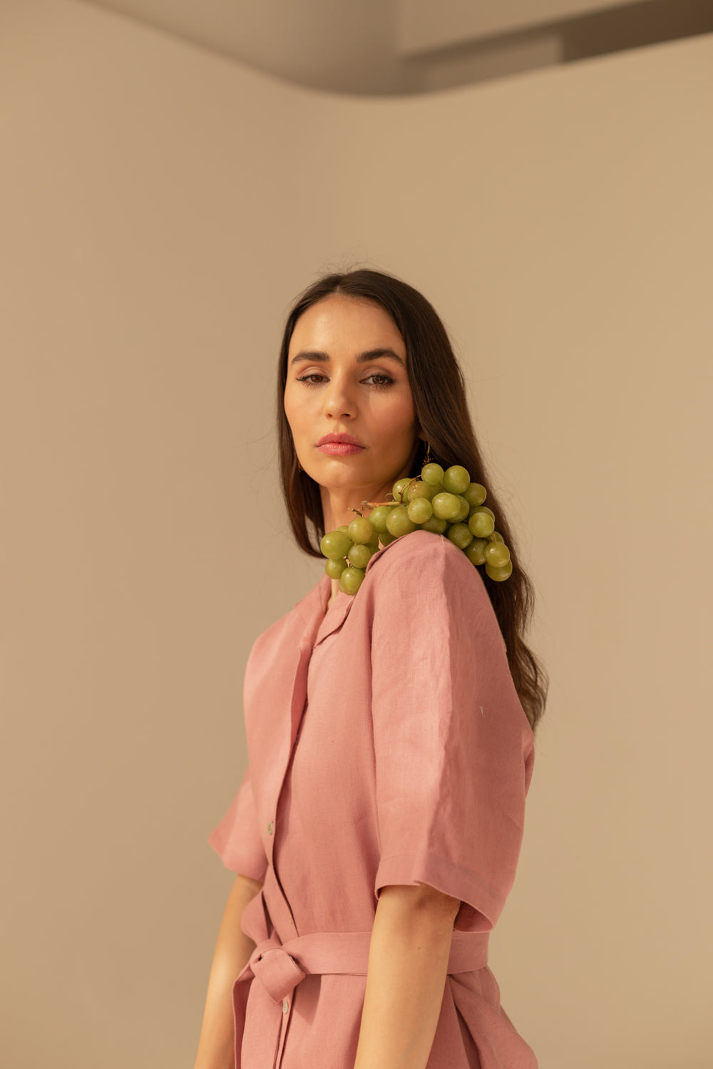 Soleil Linen Dress - Pink