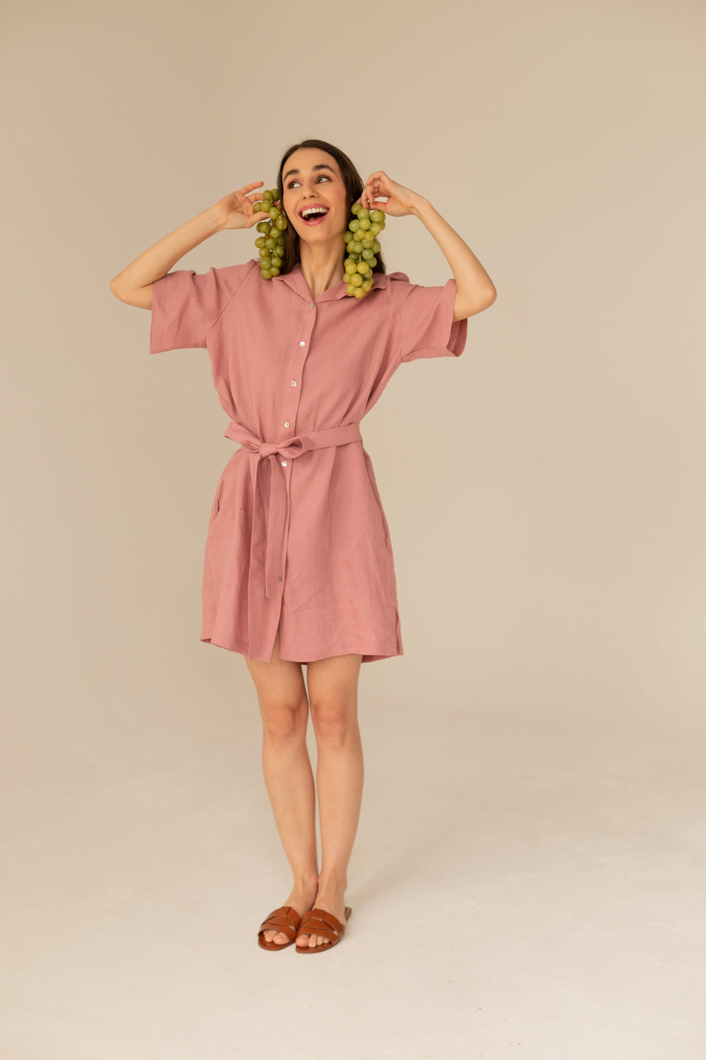 Soleil Linen Dress - Pink