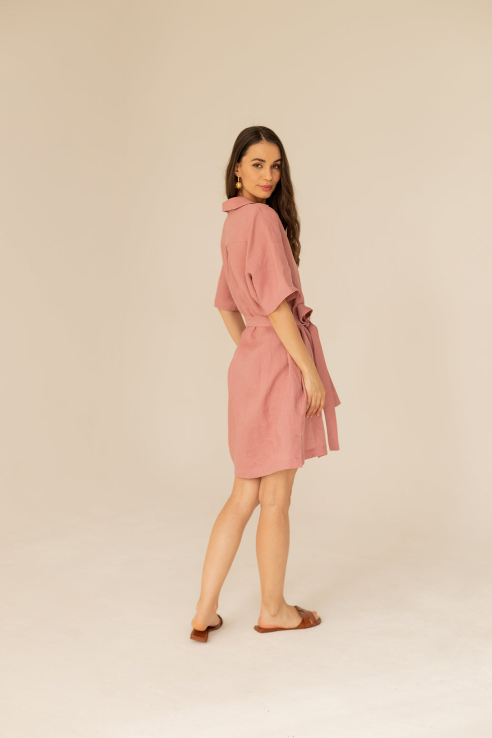 Soleil Linen Dress - Pink
