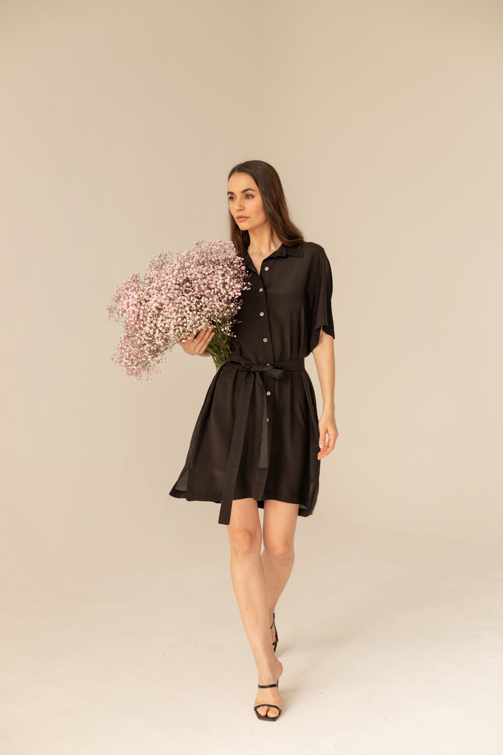 Soleil Silk Dress - Black
