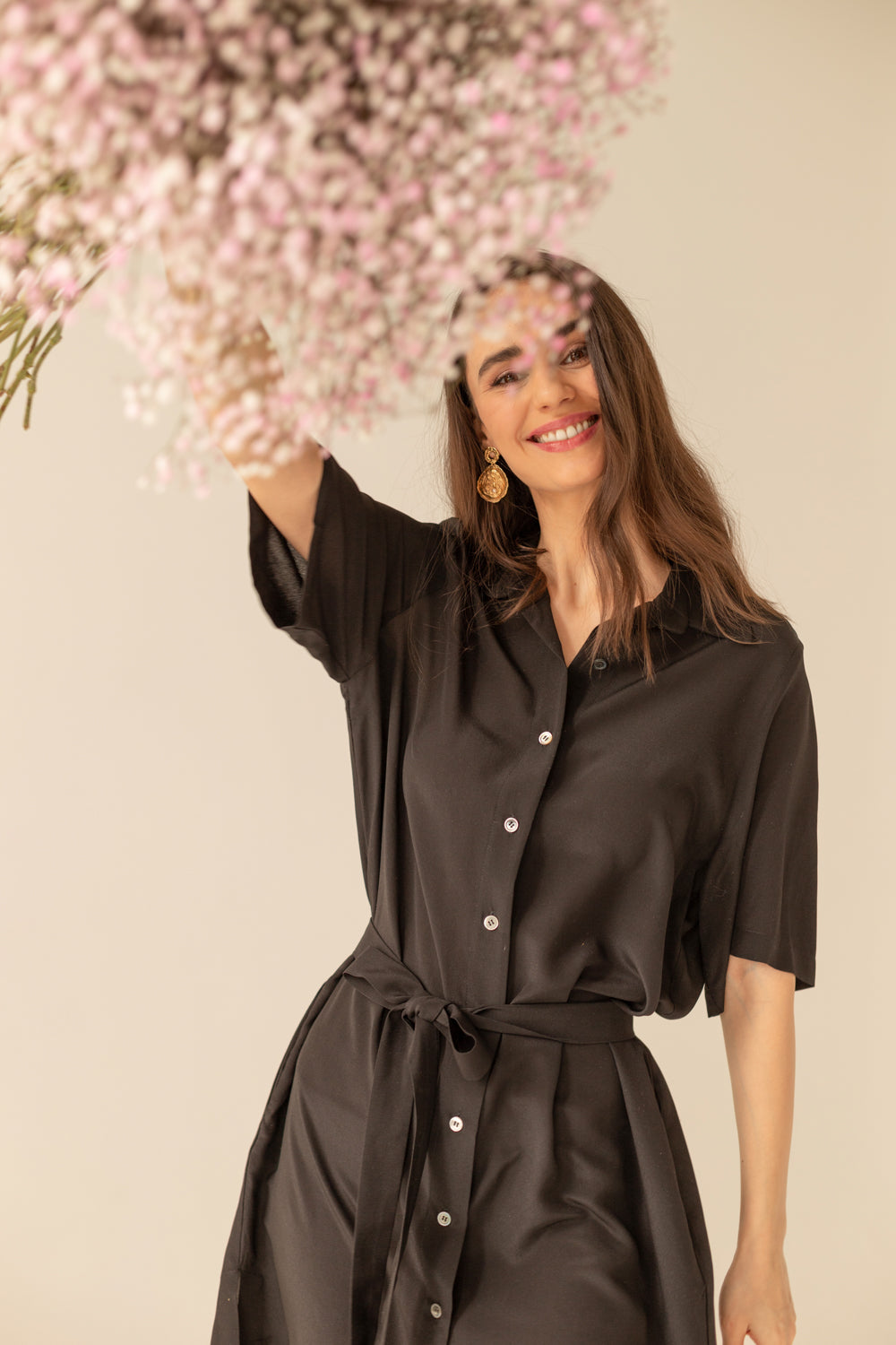 Soleil Silk Dress - Black
