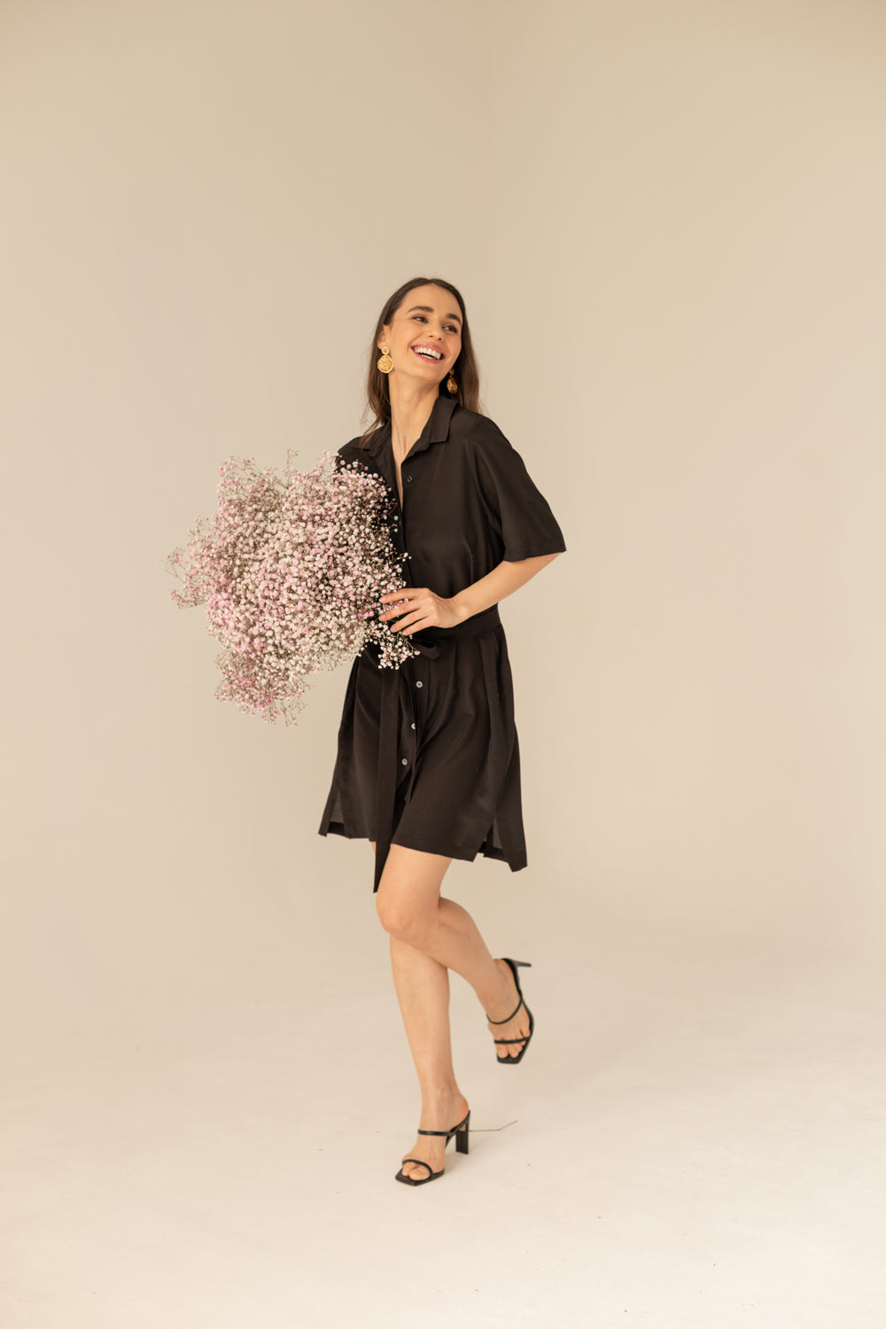Soleil Silk Dress - Black