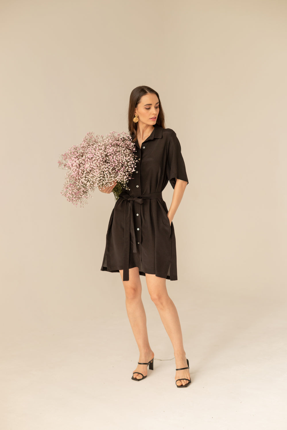 Soleil Silk Dress - Black