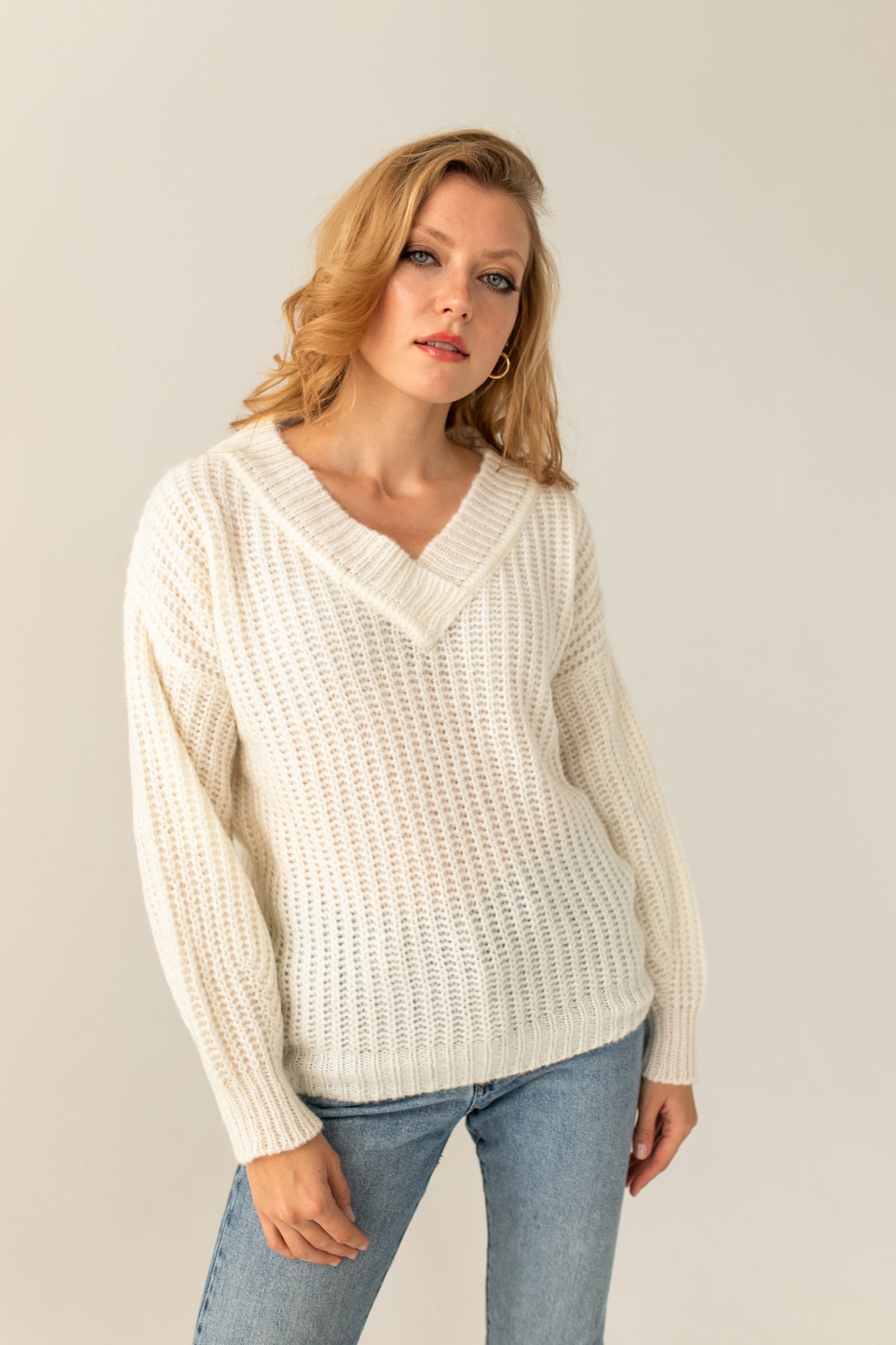 Victoria Merino Wool Sweater- Ecru