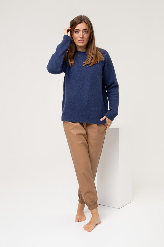 Velvet Wool Sweater Oversized - Blue