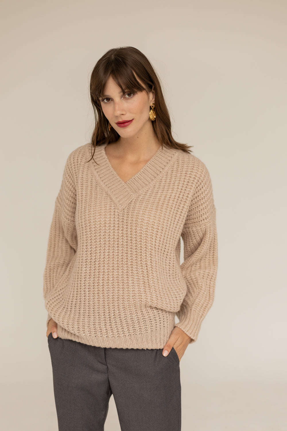 Victoria Merino Wool Sweater- Beige