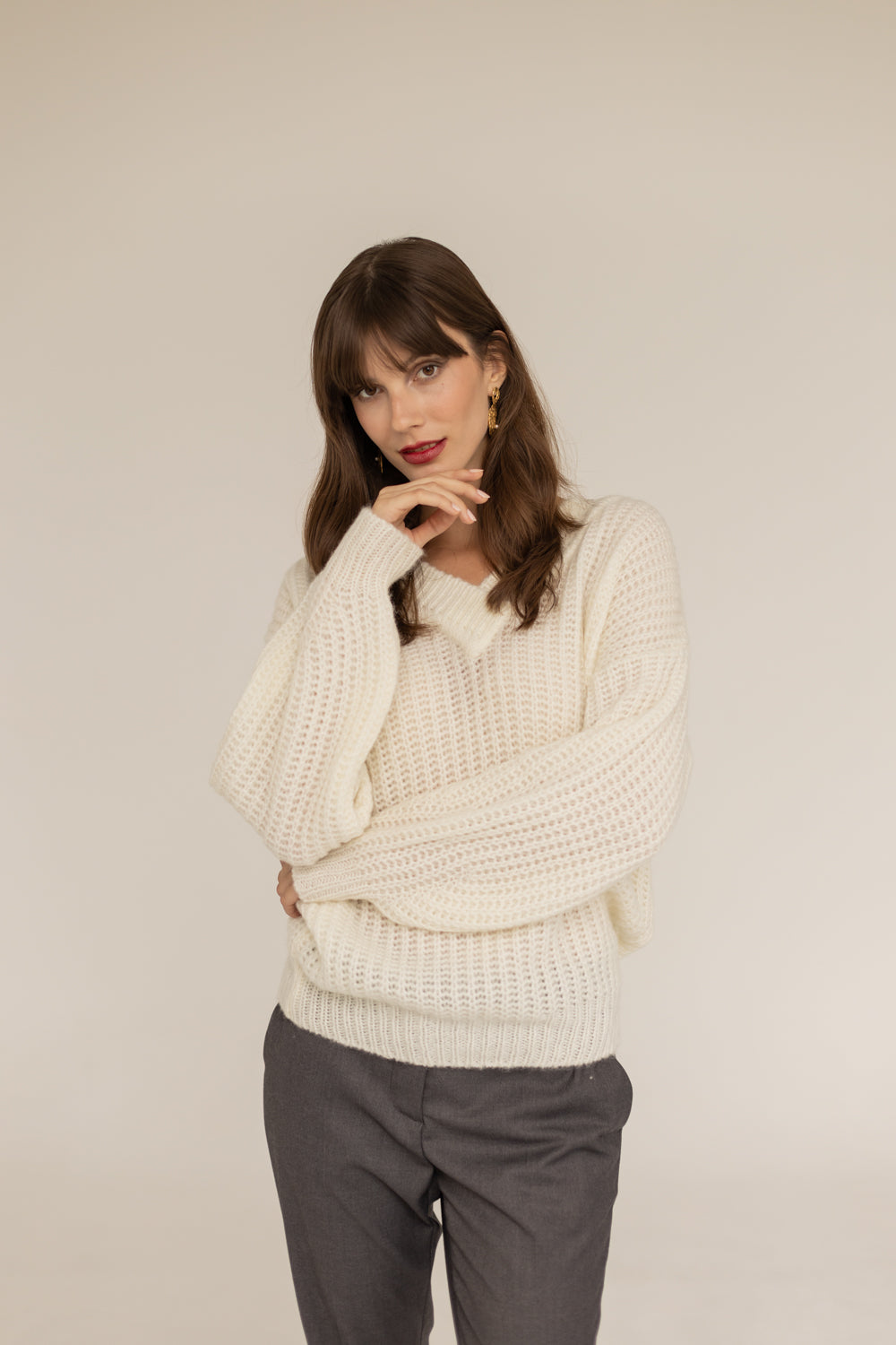 Victoria Merino Wool Sweater- Ecru