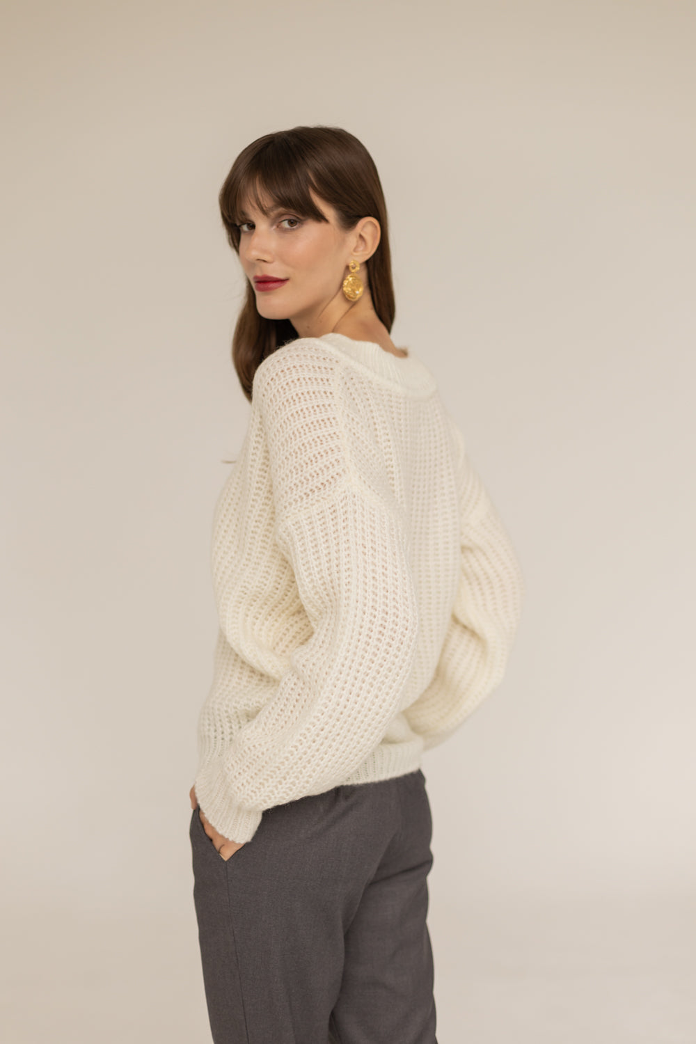 Victoria Merino Wool Sweater- Ecru