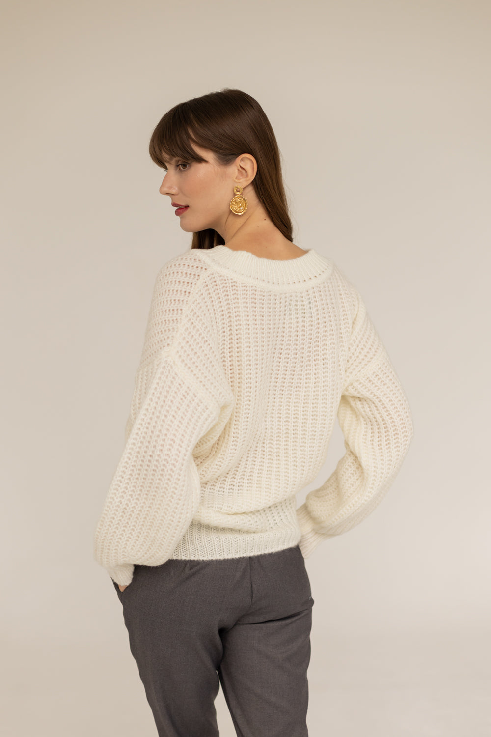 Victoria Merino Wool Sweater- Ecru