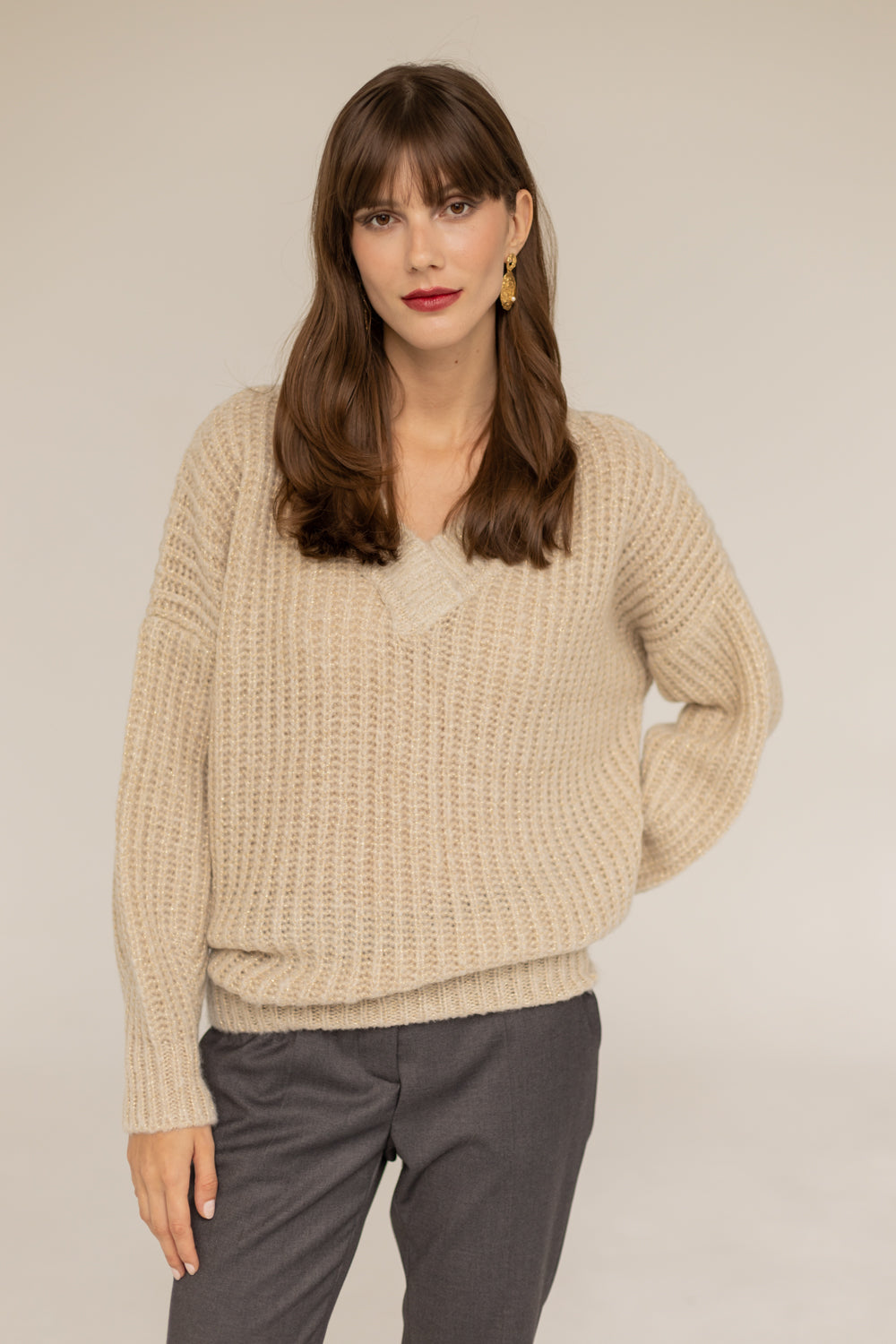 Victoria Merino Wool Sweater - Golden Beige