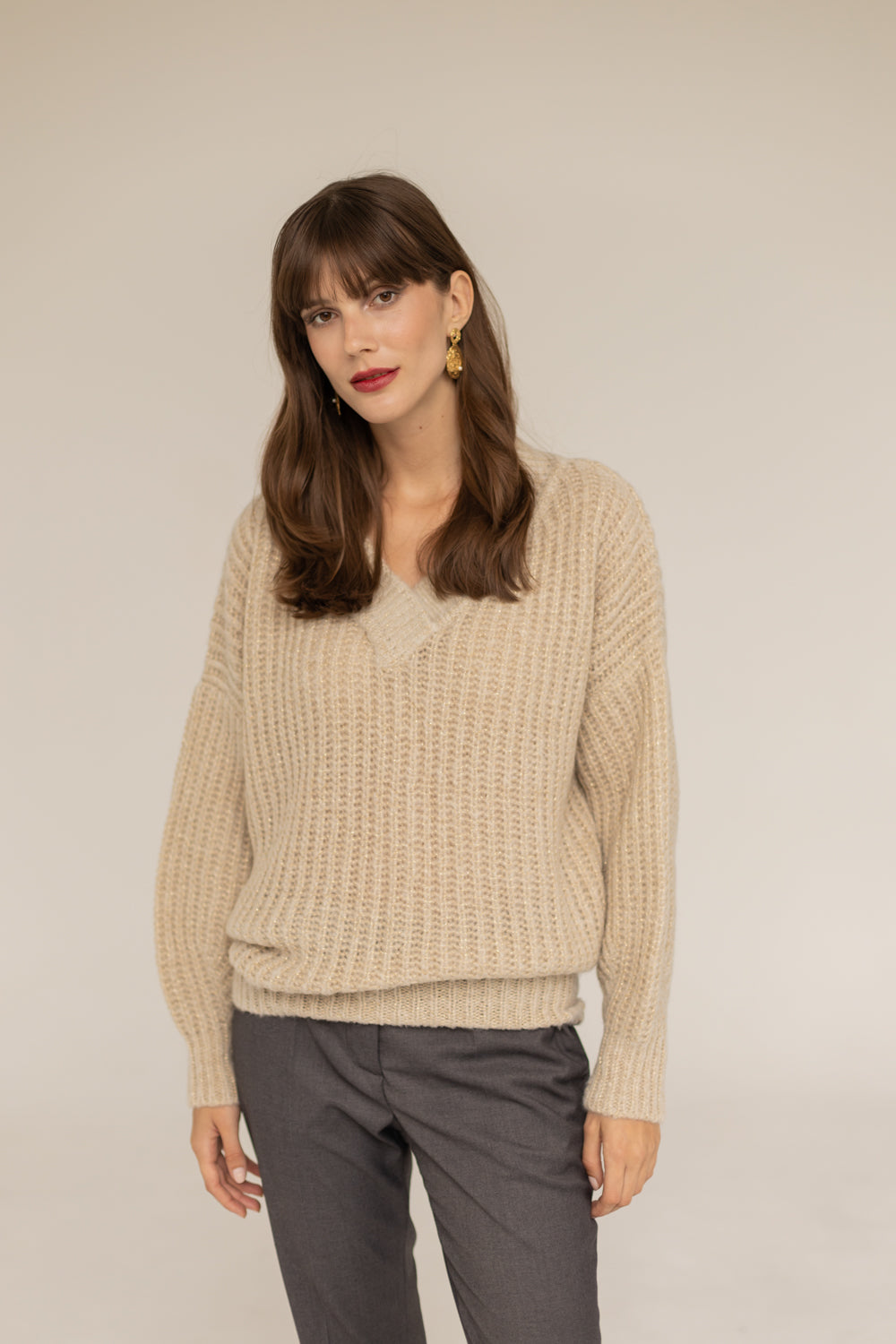 Victoria Merino Wool Sweater - Golden Beige