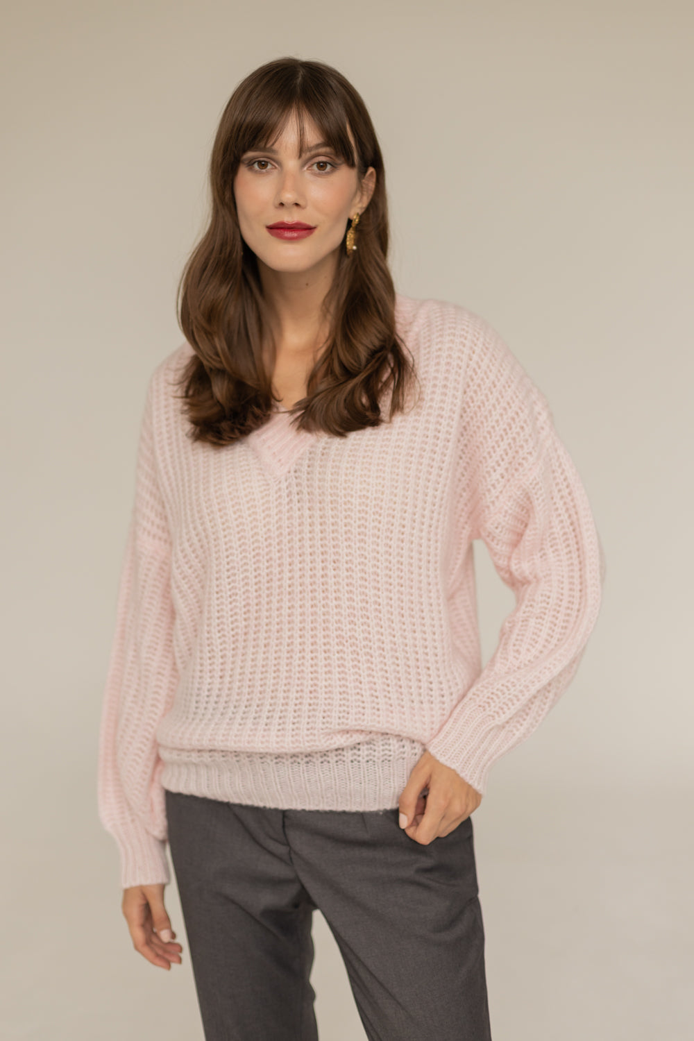 Victoria Merino Wool Sweater - Powder Pink