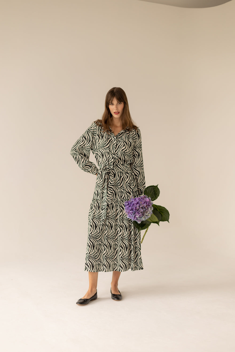 Zebra Geometric Long Dress - Print