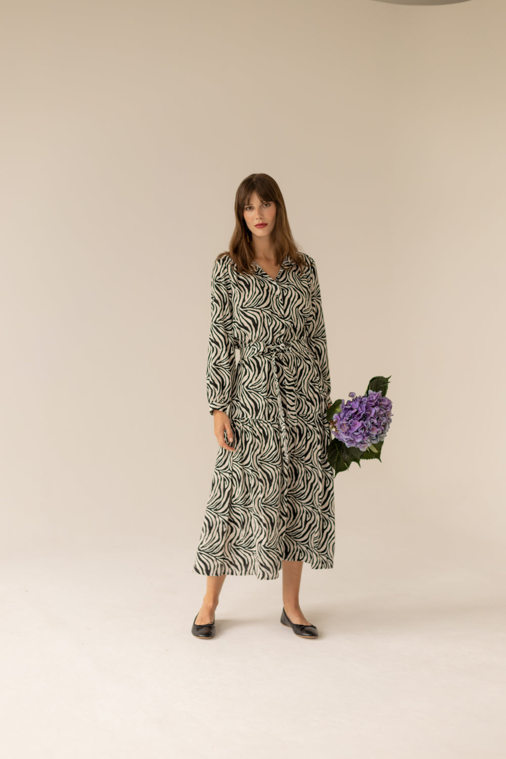 Zebra Geometric Long Dress - Print