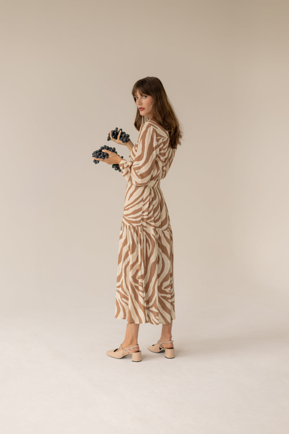 Zebra Long Dress - Caramel Print