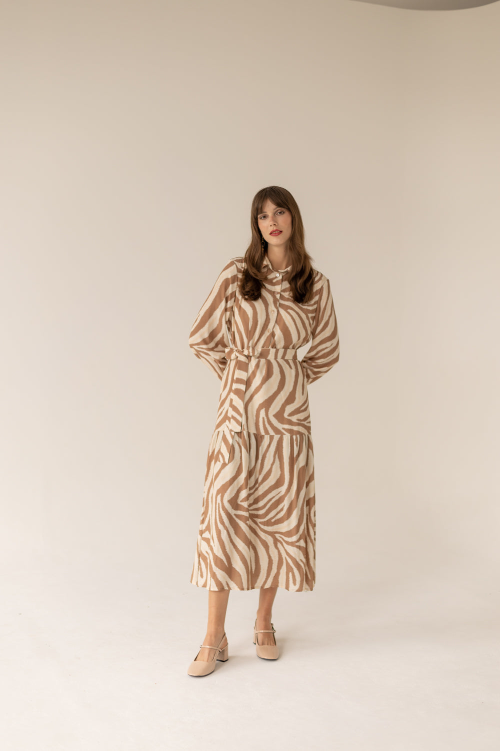 Zebra Long Dress - Caramel Print