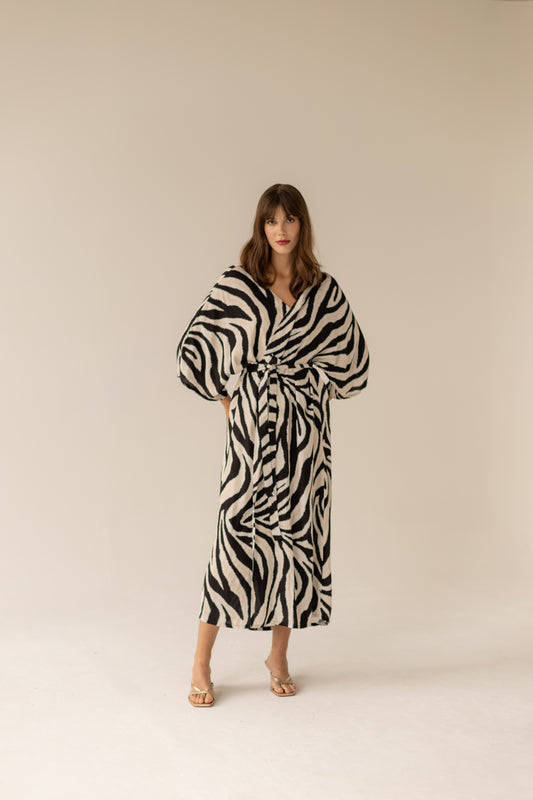 Zebra Maxi Pareo Dress - Print