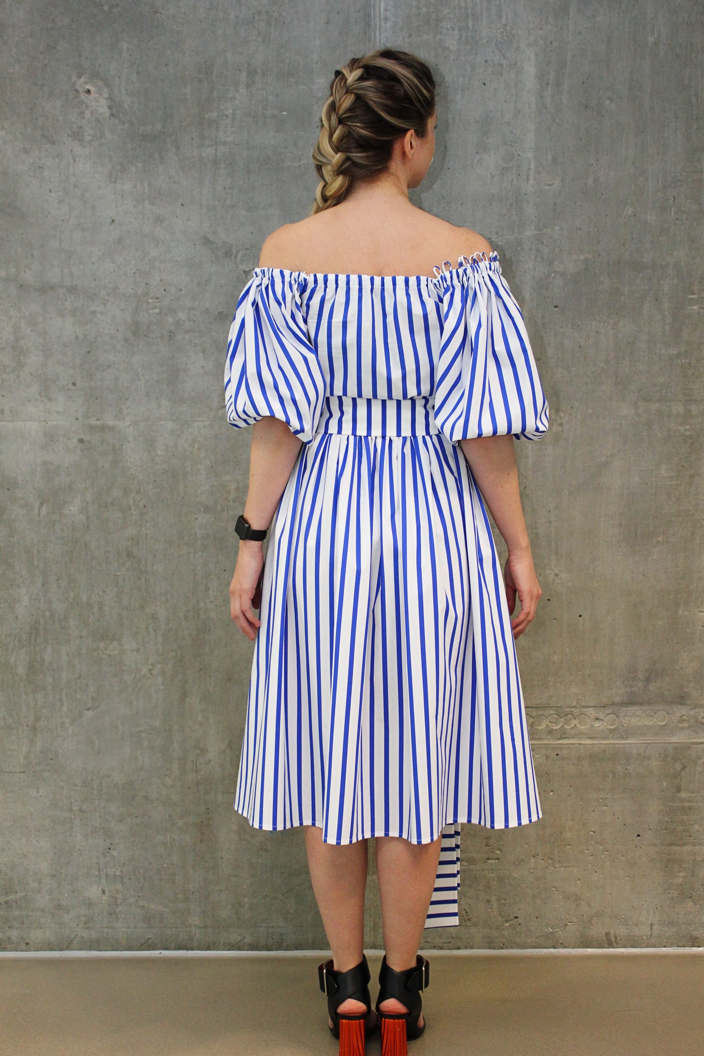 Striped off-Shoulder Dress