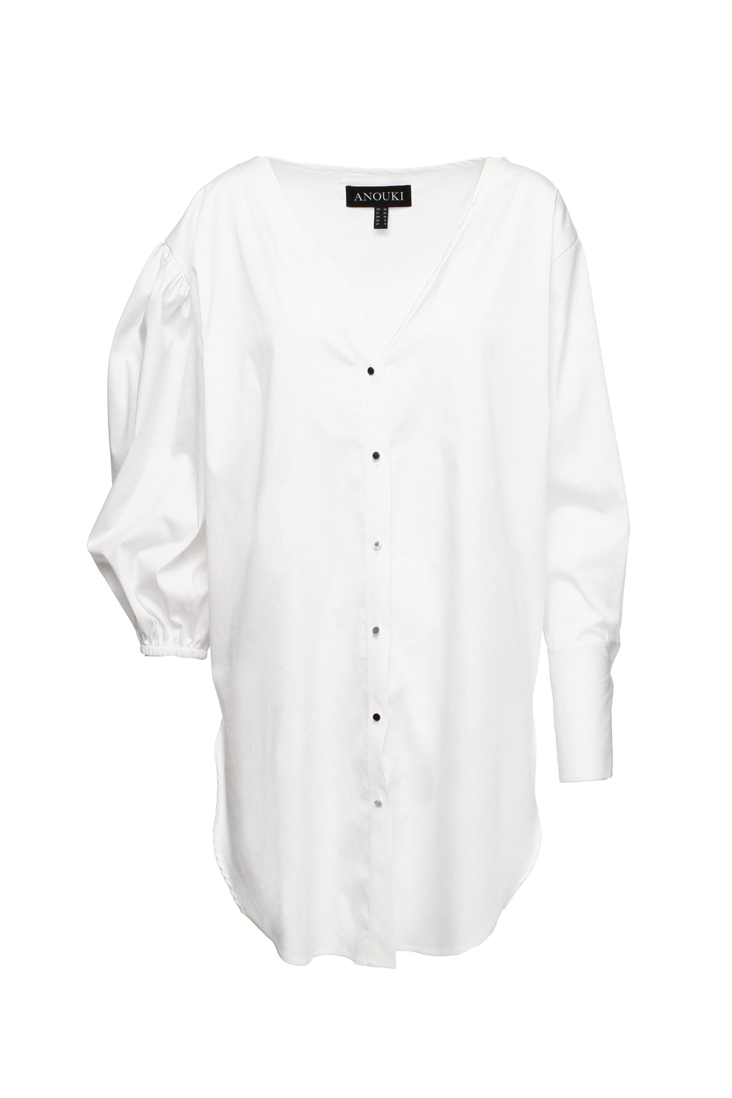 Asymmetric White Shirt With Oversized Right Sleeve