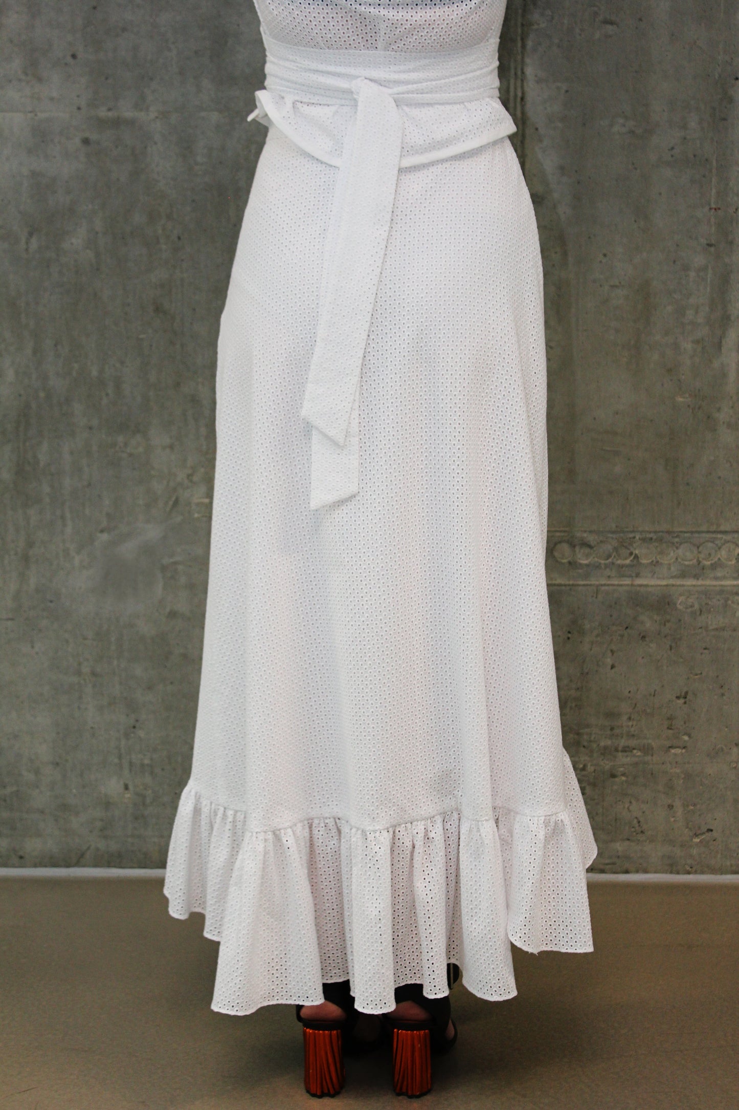 Dot-Cut-Out-Lace Skirt