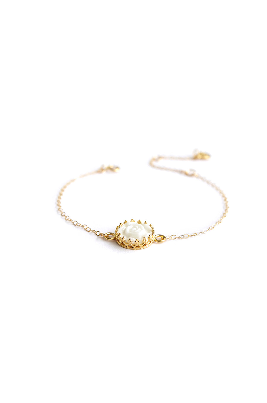 Porcelain Moonlight Rose Charm Bracelet