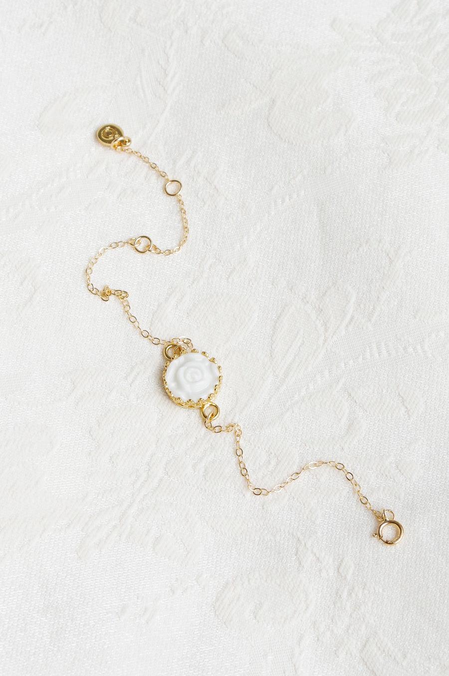 Porcelain Moonlight Rose Charm Bracelet