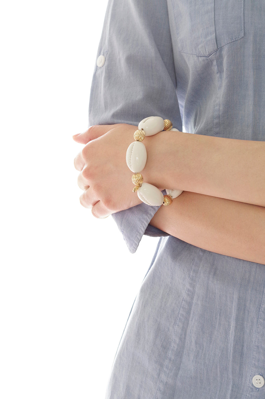 Porcelain Cowrie Shell Stretch Bracelet