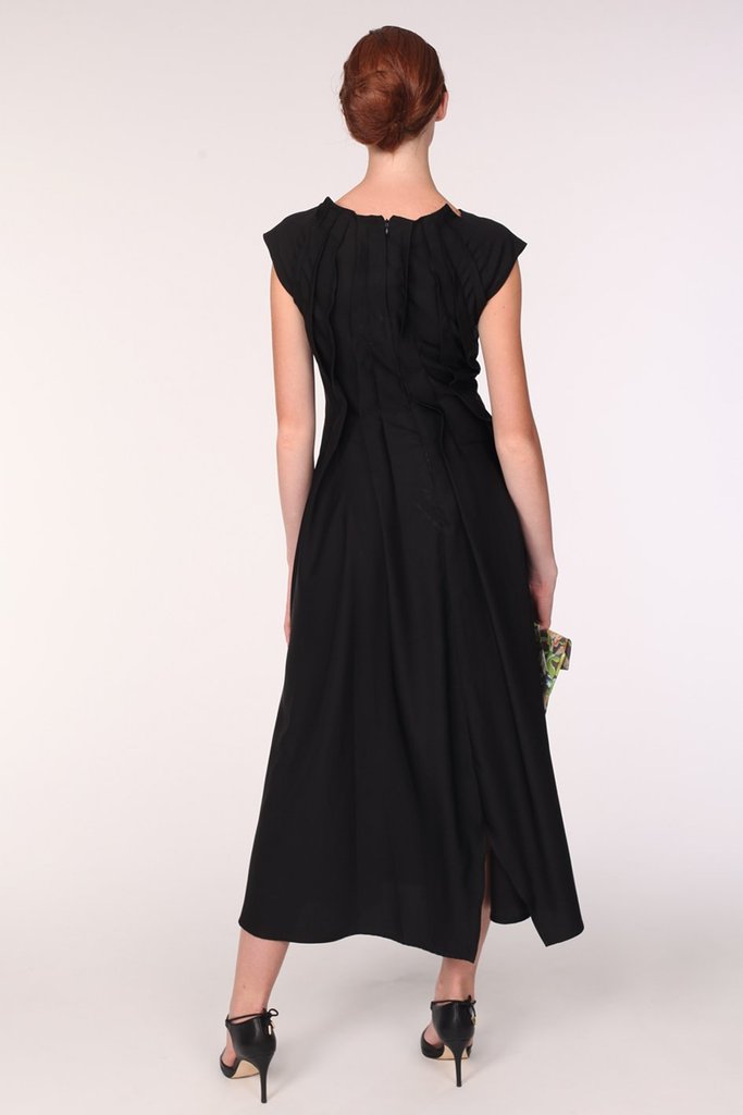 Back Neck Pleated Silk Dress