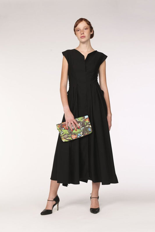 Back Neck Pleated Silk Dress