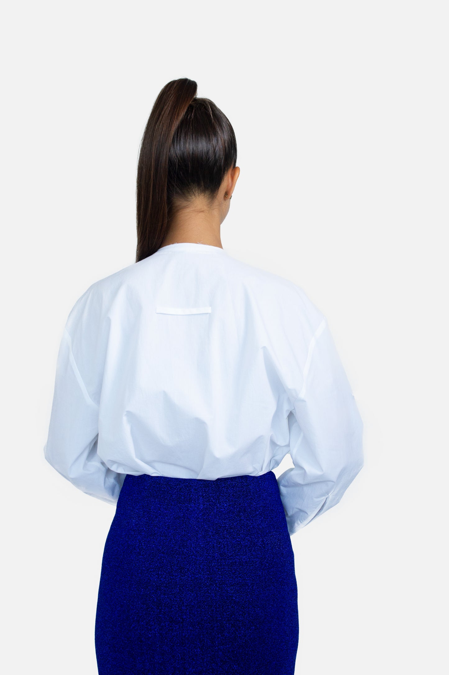 Blue Metallic Pencil Skirt