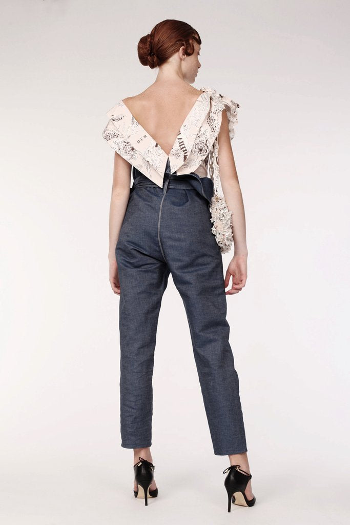 Double Collar Frilly Sleeves Cotton Shirt