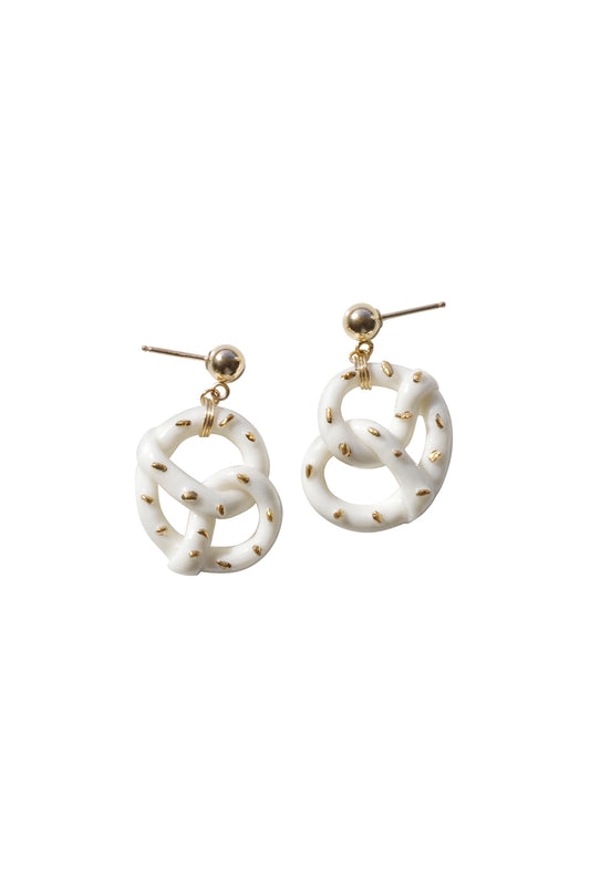 Mini Porcelain Pretzel Earrings