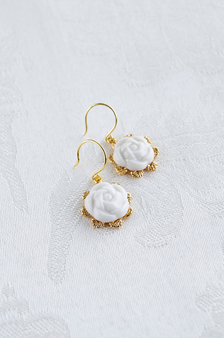Everyday Porcelain Camellia Flower Charm Earrings