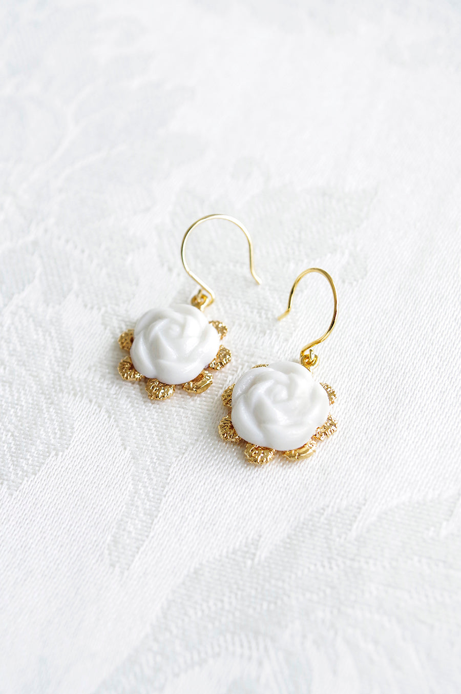 Everyday Porcelain Camellia Flower Charm Earrings