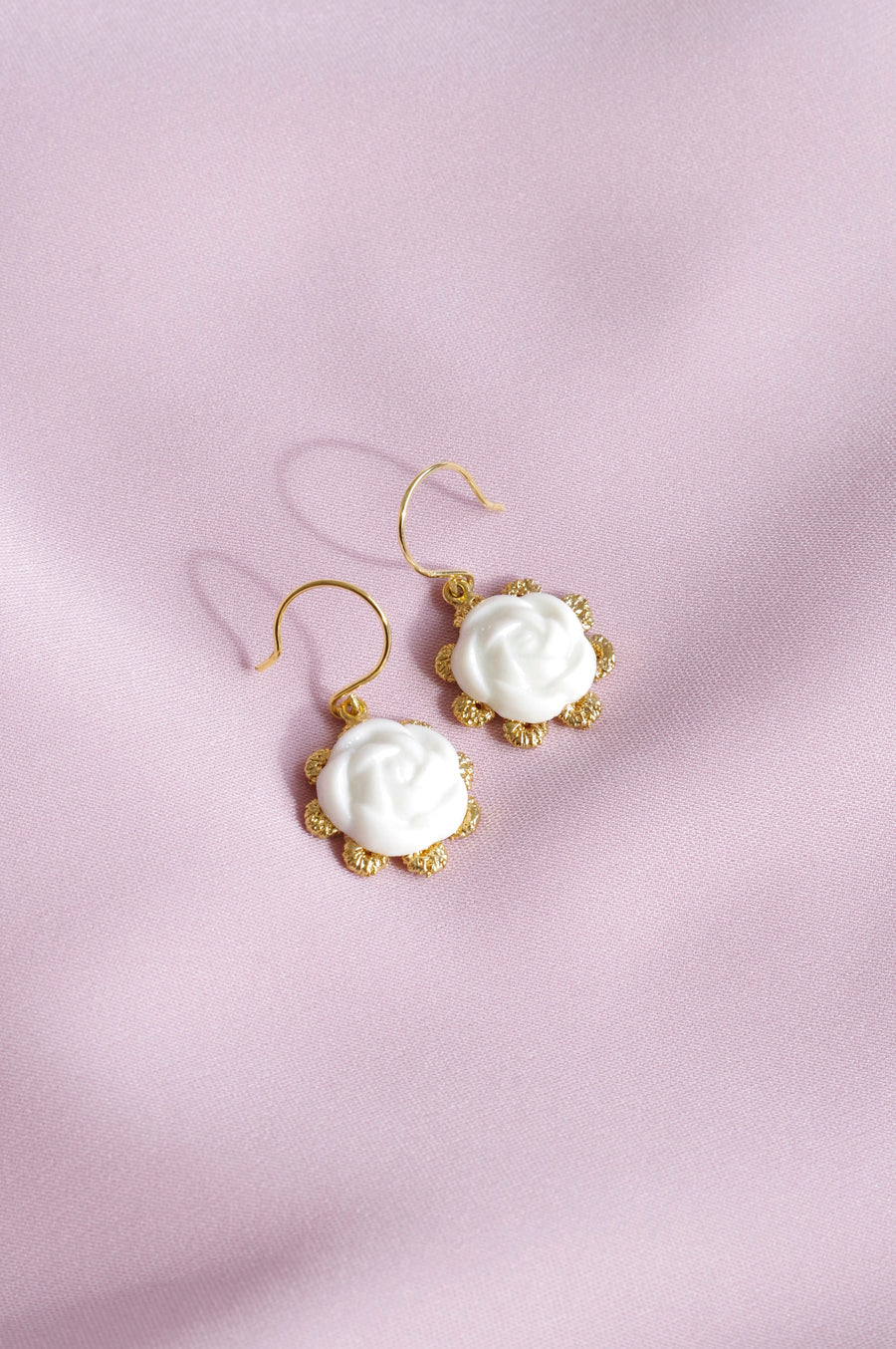 Everyday Porcelain Camellia Flower Charm Earrings
