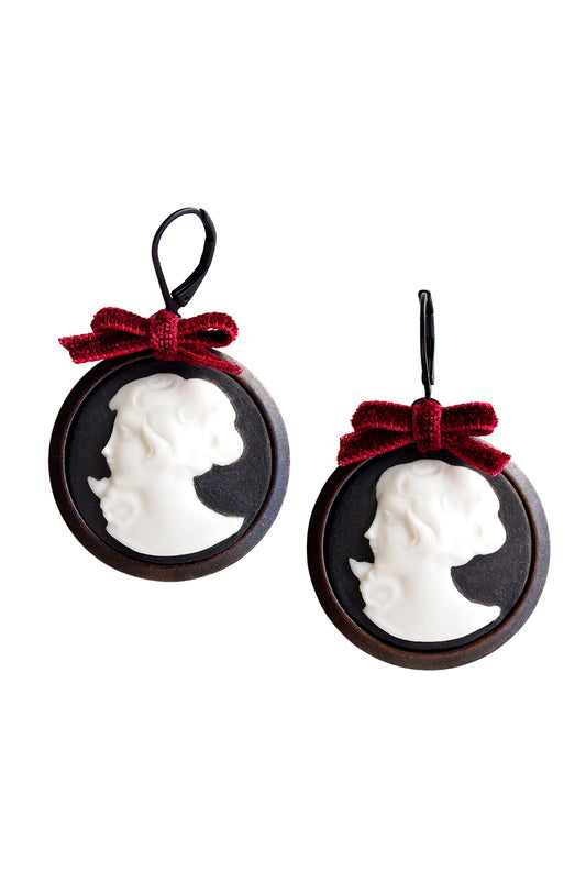 Dark Romance Goddess Round Porcelain Cameo Earrings