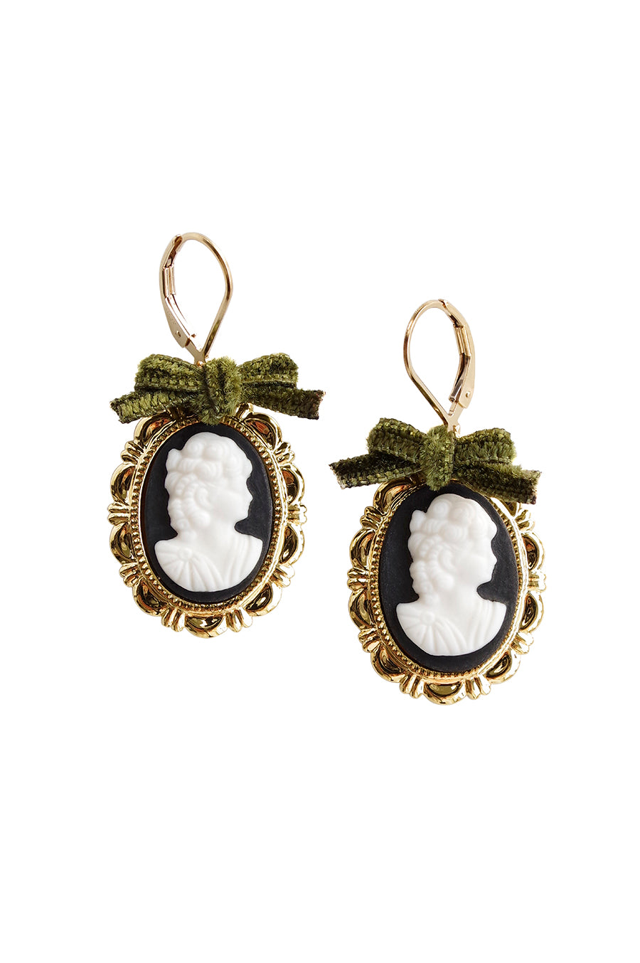 Dark Romance Goddess Oval Porcelain Cameo Earrings