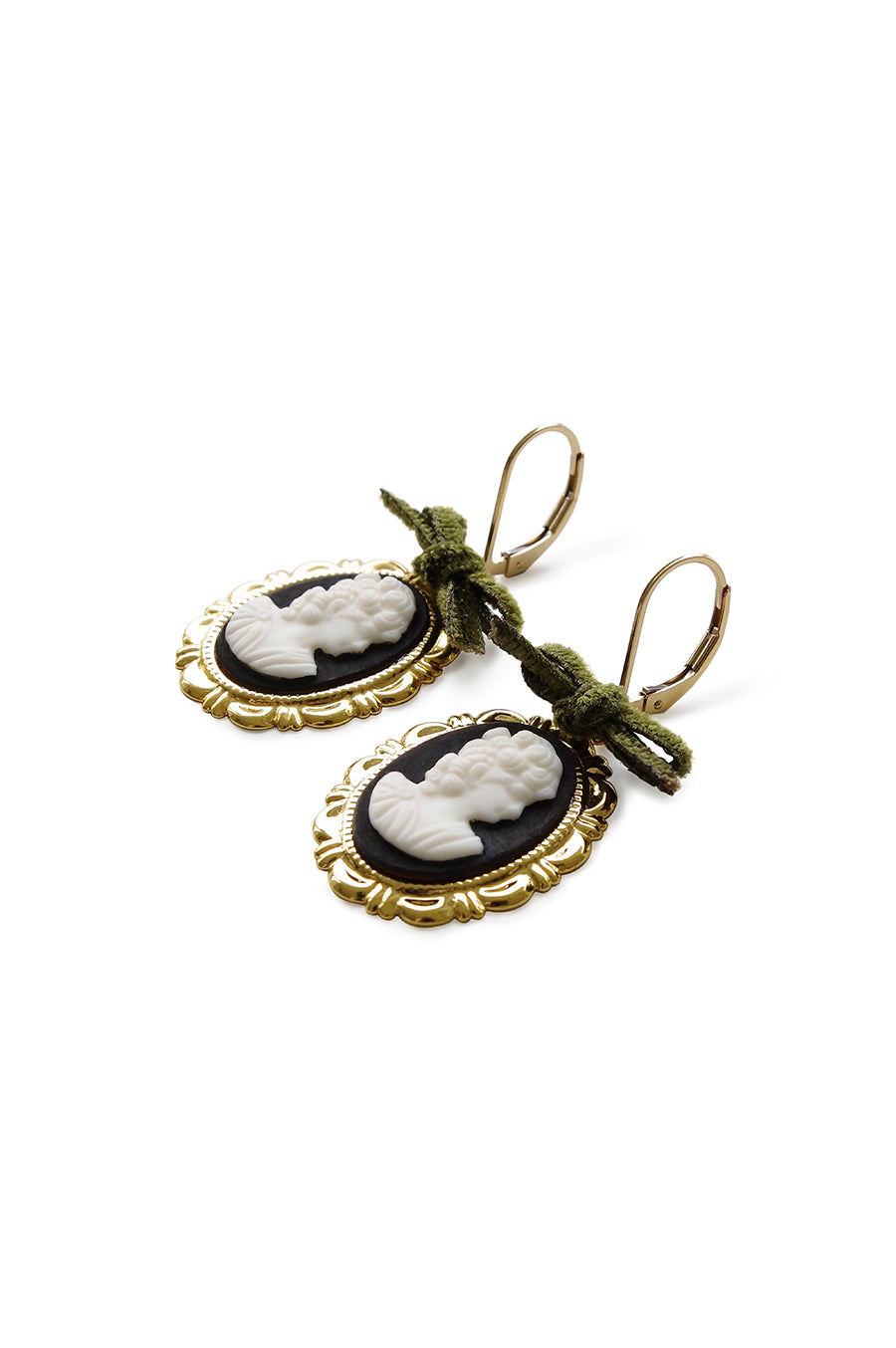 Dark Romance Goddess Oval Porcelain Cameo Earrings