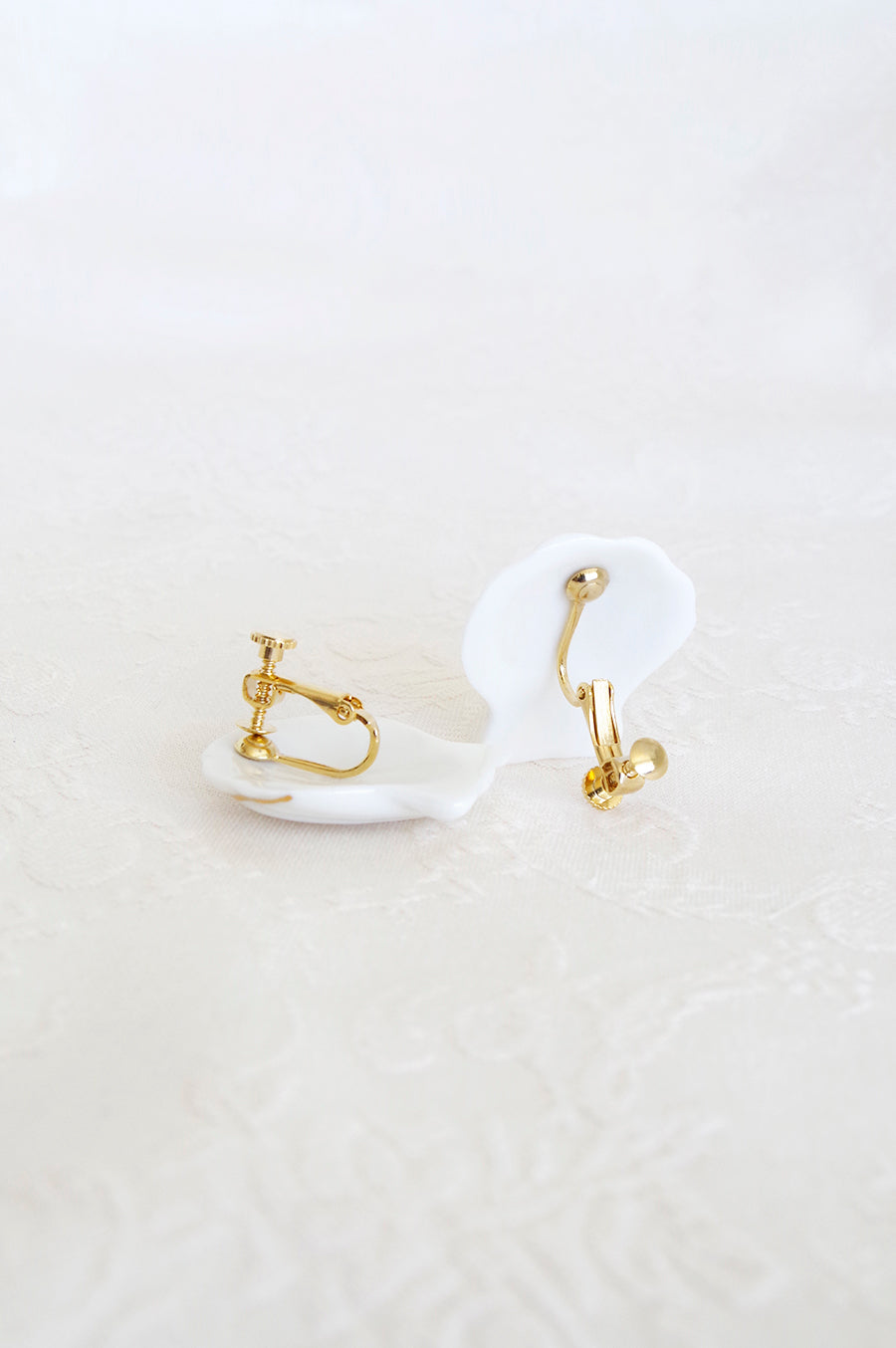 Porcelain Clam Shell Statement Stud Earrings