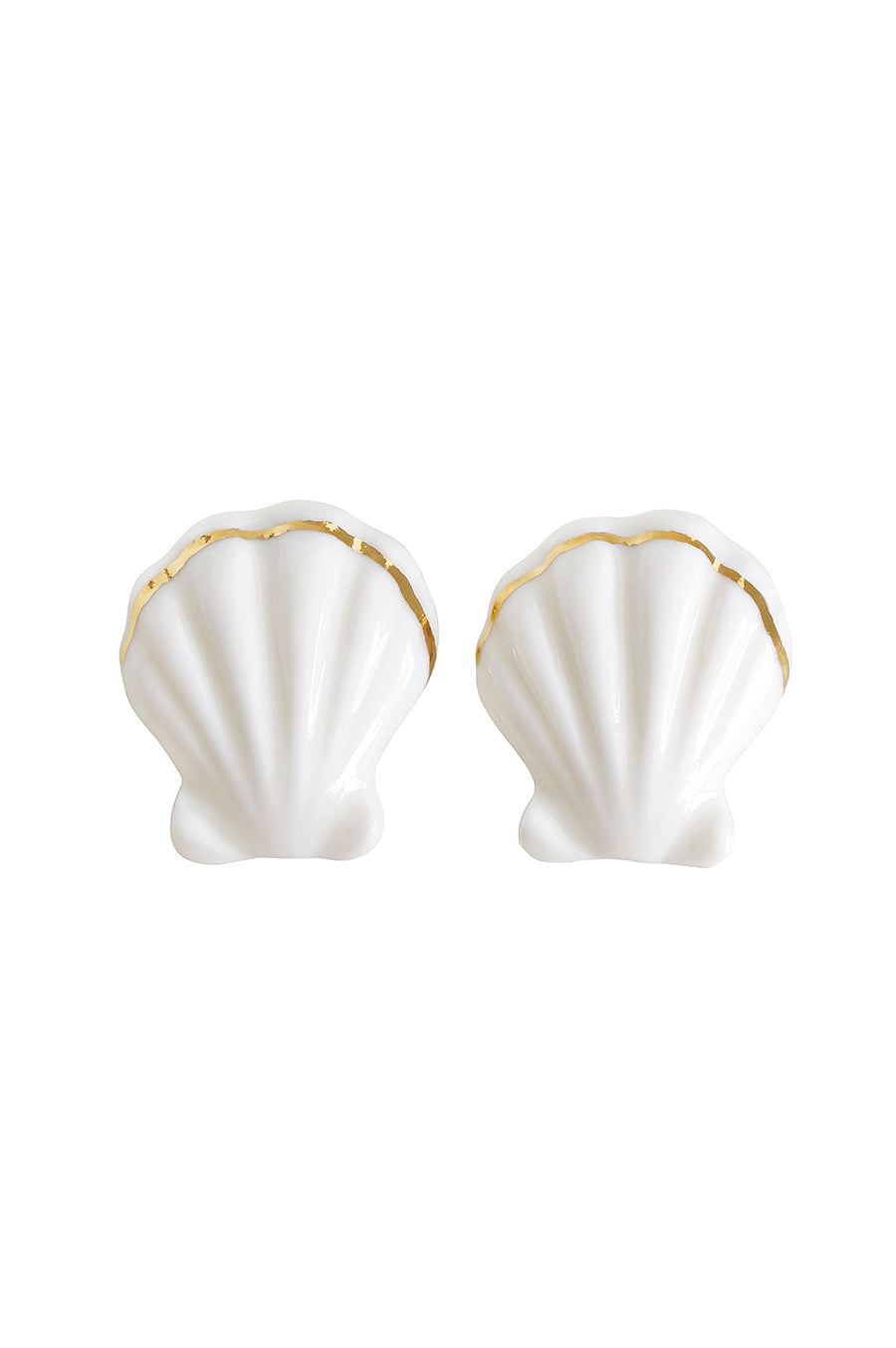 Porcelain Clam Shell Statement Stud Earrings