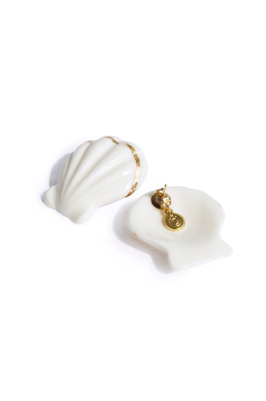 Porcelain Clam Shell Statement Stud Earrings