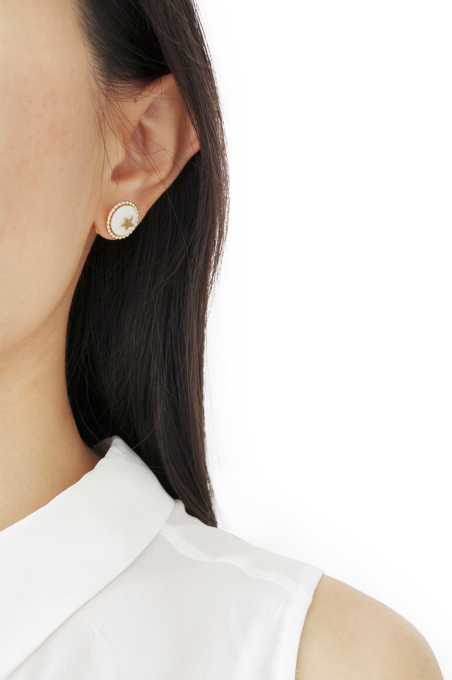 Gold Lustre Star Stud Earrings