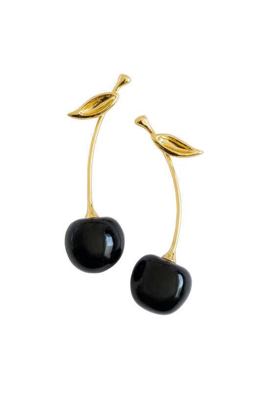 Porcelain Black Cherry Earrings