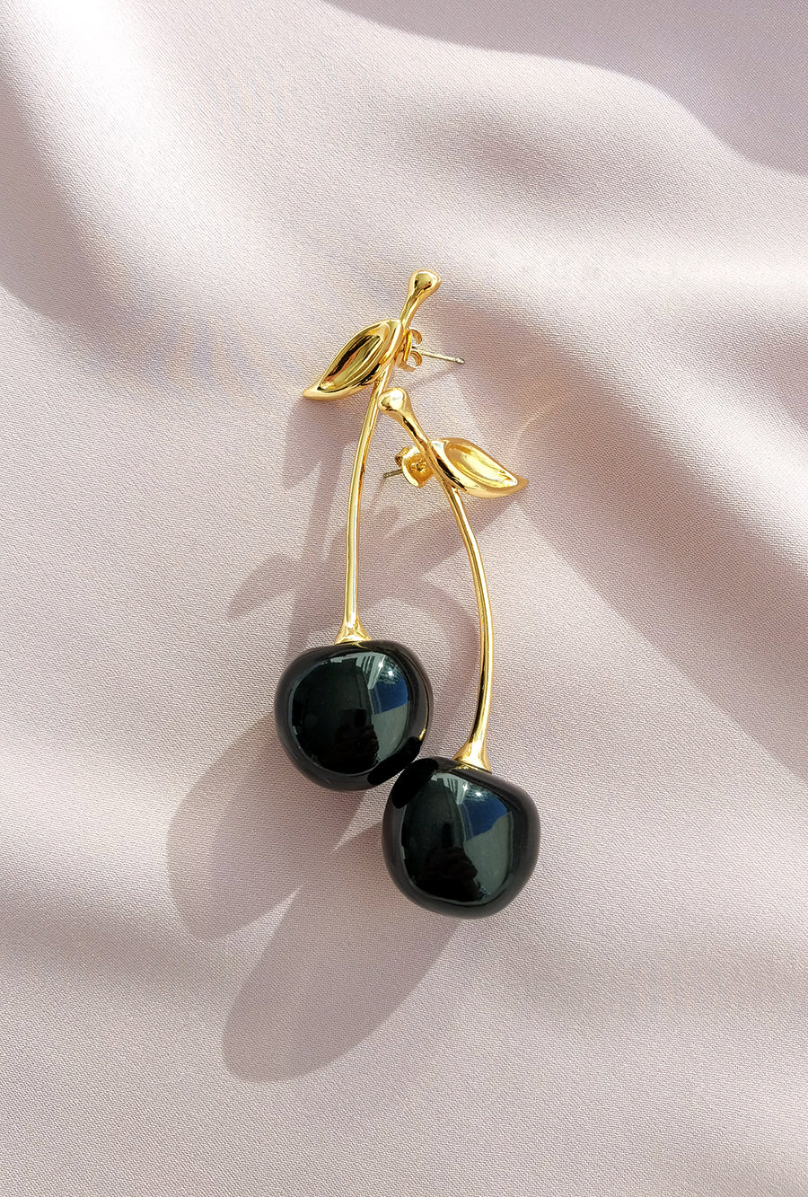 Porcelain Black Cherry Earrings