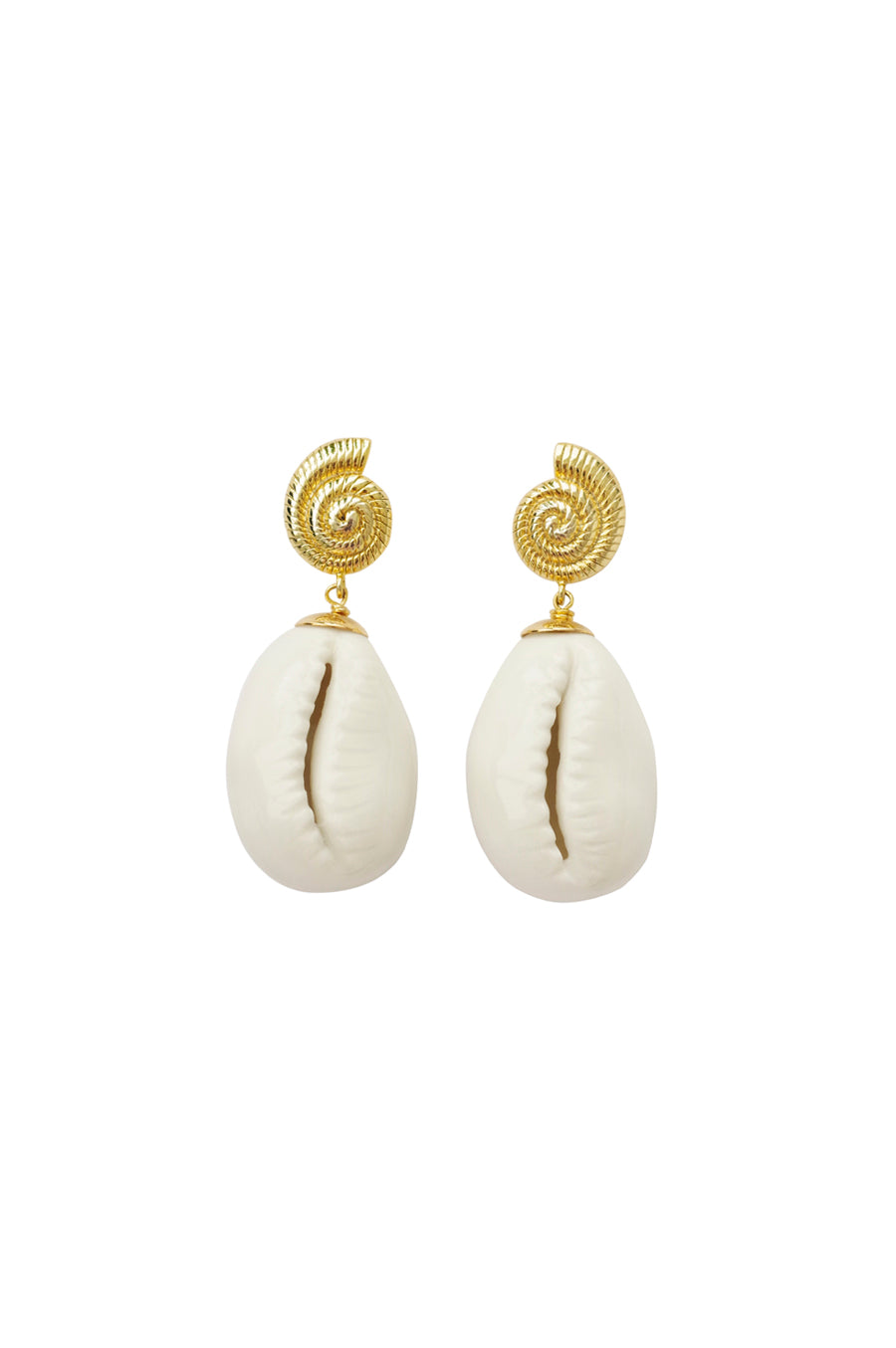 Porcelain Cowrie Shell Teardrop Earrings
