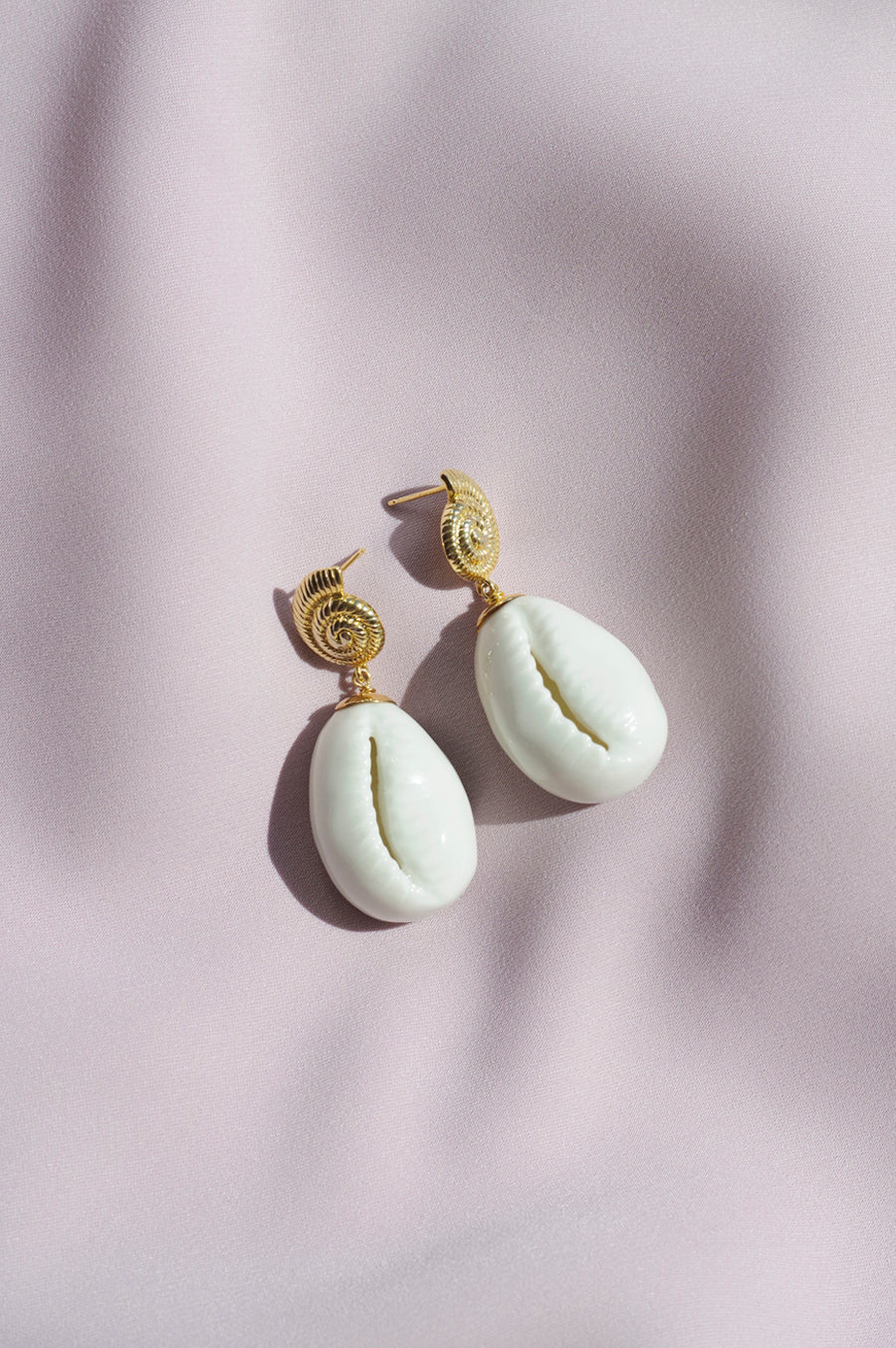 Porcelain Cowrie Shell Teardrop Earrings